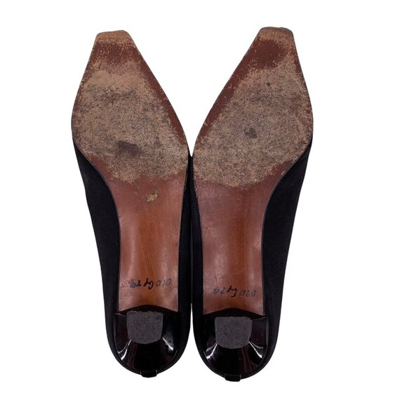 STUART WEITZMAN Black Patent Leather and Fabric Square Toe Pumps Size 8.5 Y2K - Picture 10 of 10